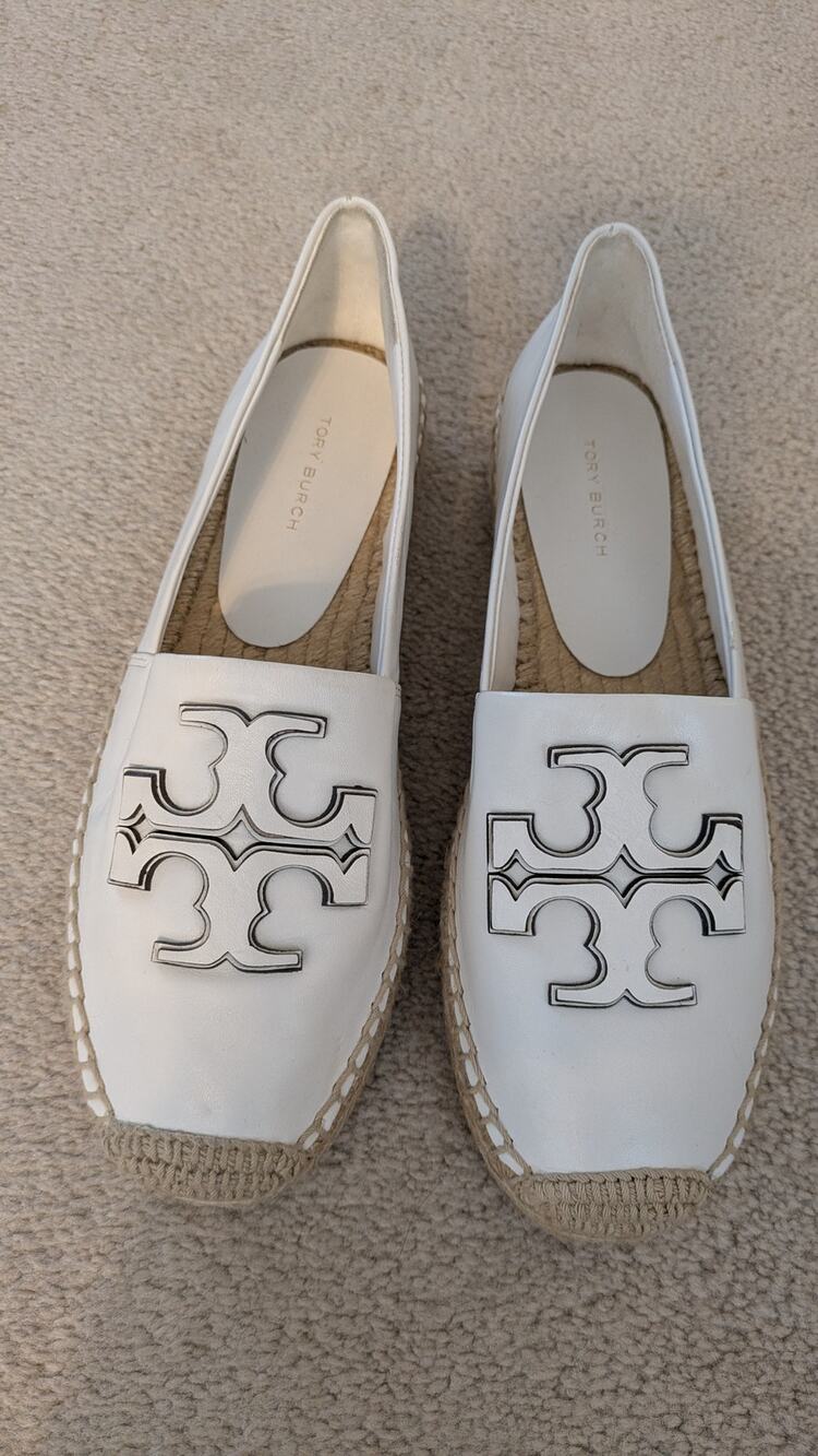 Tory Burch "Ines" Tumbled Leather Platform Espadrilles